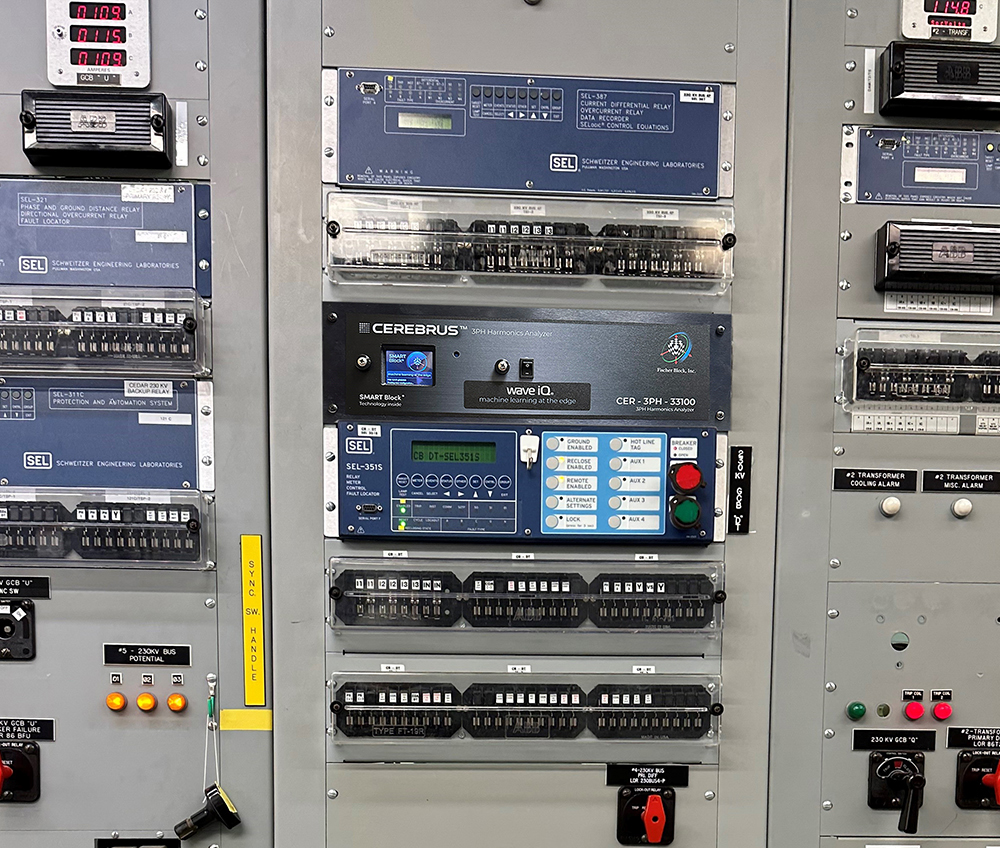 Cerebrus 3PH harmonics analyzer installed in a 230 kV substation protection and control panel